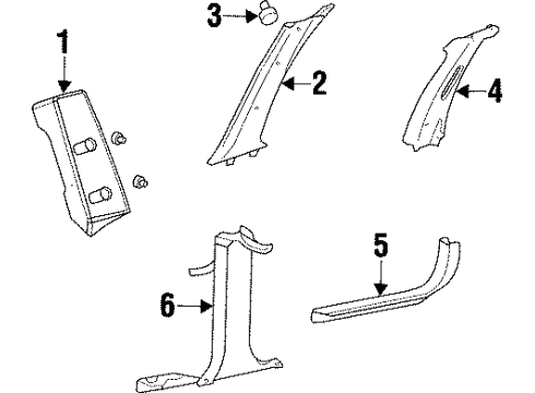 1998 Mercury Sable Interior Trim - Pillars, Rocker & Floor Diagram