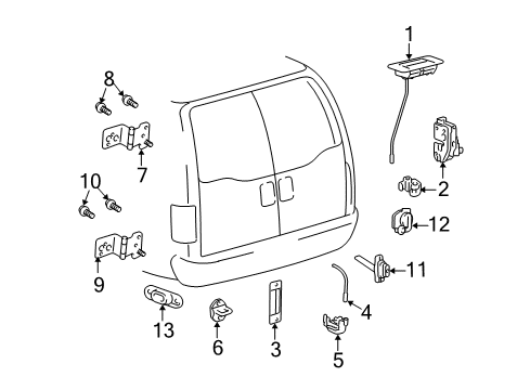 2000 Ford Excursion Hinge Assembly - Door Diagram for YC3Z-78420A69-BA