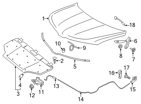 2017 Lincoln MKX Hood & Components Diagram