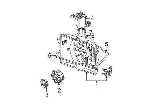 2002 Lincoln LS Cooling System, Radiator, Water Pump, Cooling Fan Diagram 1 - Thumbnail