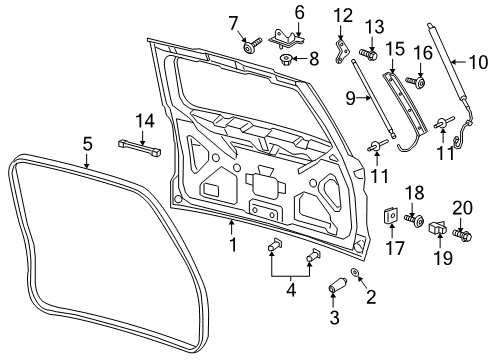 2018 Ford Expedition Lift Assembly - Gas Diagram for JL1Z-78406A10-A