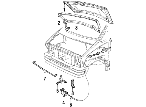 1989 Ford Aerostar Hinge Assembly - Hood Diagram for E69Z-16797-B