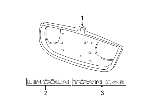 2003 Lincoln Town Car Name Plate Diagram for 3W1Z-5442528-BA