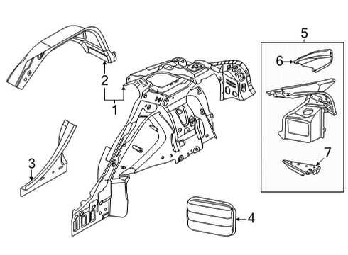 2021 Ford Mustang Mach-E Inner Structure - Quarter Panel Diagram