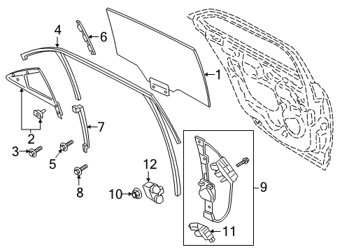 2017 Lincoln Continental Glass - Door Vent Window - Fixed Diagram for GD9Z-5426870-C