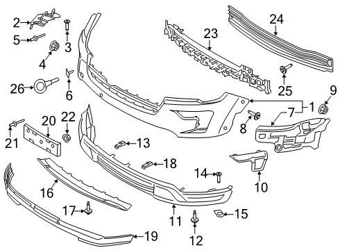 2019 Ford Explorer Front Bumper Diagram 1 - Thumbnail