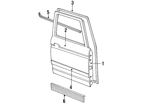 1991 Ford Ranger Door & Components, Exterior Trim Diagram