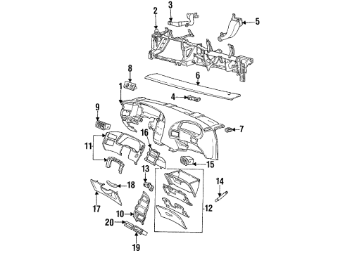 1994 Ford Thunderbird Louver Assembly Vent Air Diagram for F4SZ63046A76D