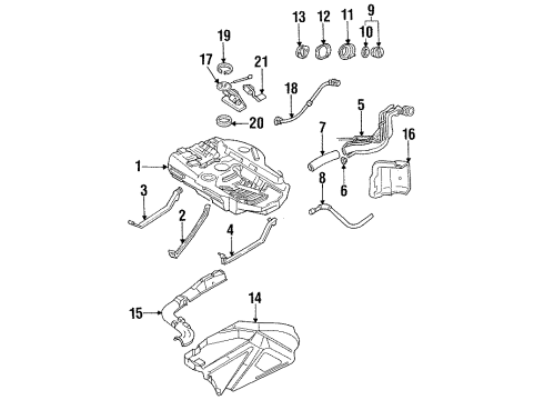 1994 Ford Probe Strap Assembly Fuel Tank Diagram for F42Z9092C