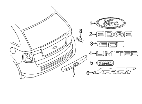 2007 Ford Edge Exterior Trim - Lift Gate Diagram