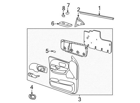 2002 Ford F-150 Interior Trim - Front Door Diagram