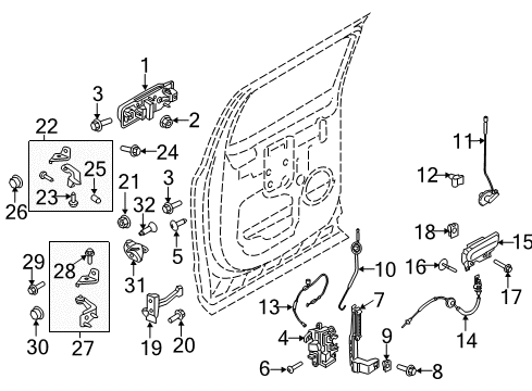 2019 Ford F-150 Rear Door - Lock & Hardware Diagram 2 - Thumbnail