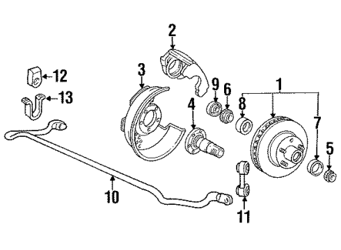 1990 Ford F-150 Front Suspension, King Pin, Stabilizer Bar Diagram 1 - Thumbnail