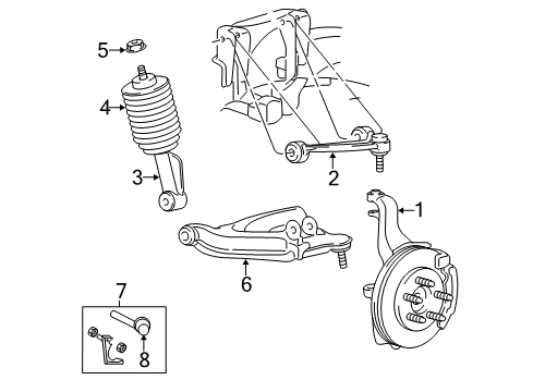 2006 Lincoln Navigator Front Suspension, Control Arm Diagram 1 - Thumbnail