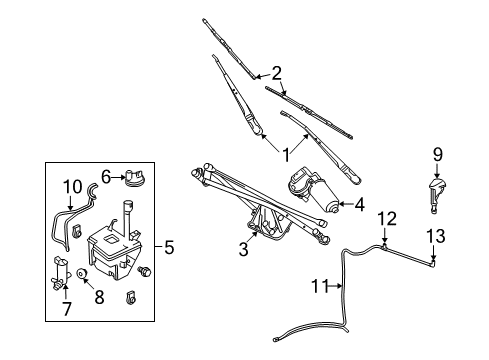 2008 Mercury Mountaineer Windshield - Wiper & Washer Components Diagram