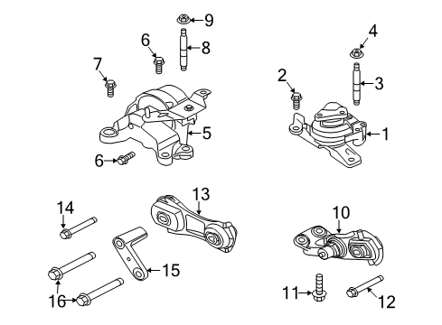 2013 Ford Flex Engine & Trans Mounting Diagram 1 - Thumbnail