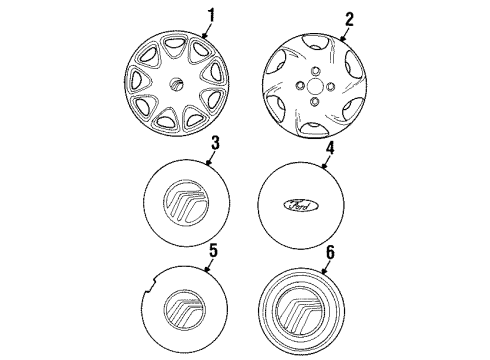 1998 Mercury Mystique Wheel Cover Diagram for F7RZ-1130-LA