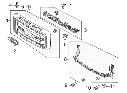 2011 Ford F-350 Super Duty Grille & Components Diagram 2 - Thumbnail