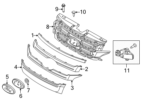 2012 Ford Edge Grille & Components Diagram