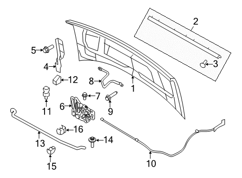 2010 Ford E-350 Super Duty Striker Assembly - Hood Lock Diagram for 9L5Z-16K689-A