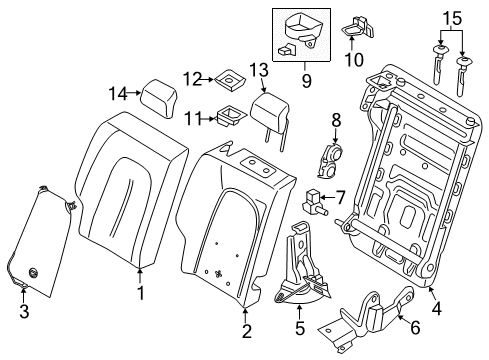 2018 Lincoln MKZ Rear Seat Back Cover Assembly Diagram for HP5Z-5466600-CB