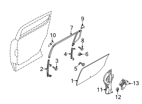 2012 Lincoln MKT Regulator - Window - Less Motor Diagram for BE9Z-7427009-A