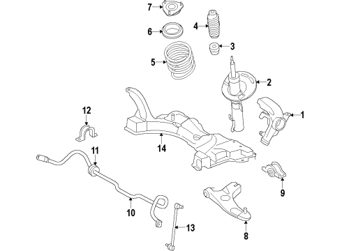 2011 Ford Focus Front Suspension, Control Arm, Stabilizer Bar Diagram 2 - Thumbnail