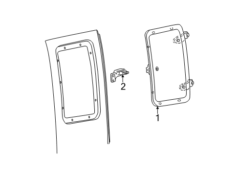 2002 Ford F-150 Rear Door - Glass & Hardware Diagram