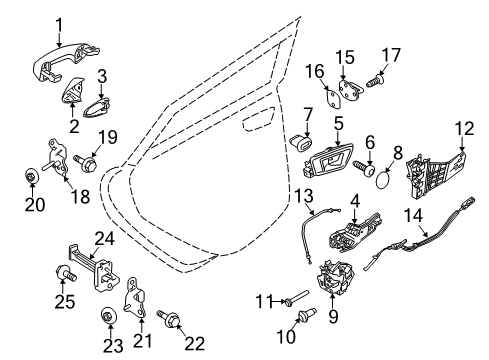 2013 Ford Fiesta Rear Door - Lock & Hardware Diagram