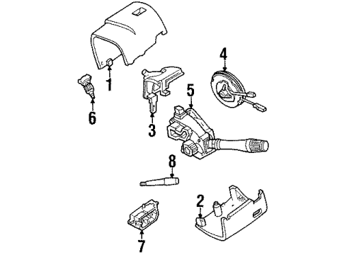 1992 Lincoln Town Car Shroud, Switches & Levers Diagram