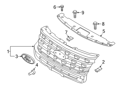 2019 Ford Explorer Grille & Components Diagram