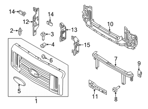 2019 Ford E-350 Super Duty Grille & Components Diagram