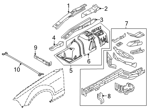 2011 Ford Mustang Apron Assembly - Front Fender Diagram for BR3Z-16055-B