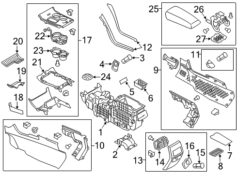 2013 Ford Edge Holder - Cup Diagram for DT4Z-7813562-AB