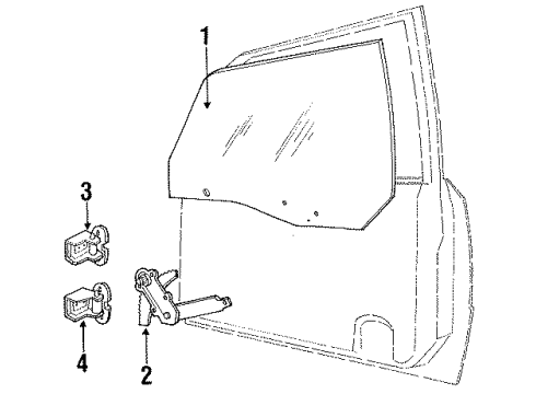 1990 Ford Escort Door Glass & Hardware Diagram