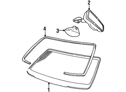 2000 Lincoln Town Car Windshield Glass Diagram for 1W1Z-5403100-AB