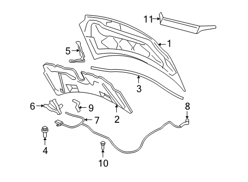 2004 Mercury Monterey Hood & Components, Exterior Trim Diagram