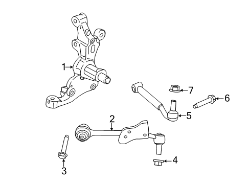 2023 Ford Mustang Front Suspension Components, Lower Control Arm, Ride Control, Stabilizer Bar Diagram