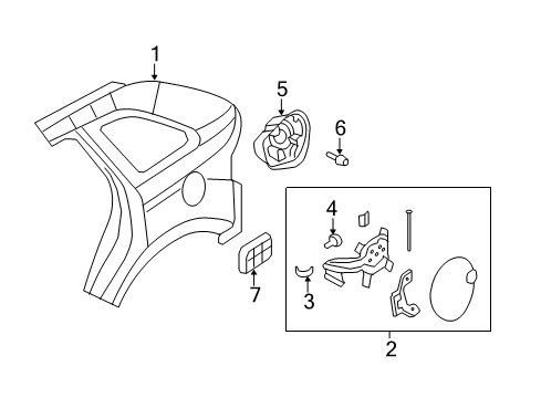 2007 Lincoln MKX Quarter Panel & Components Diagram