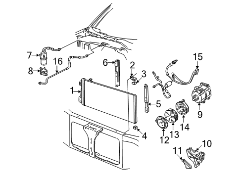 2002 Ford F-150 A/C Condenser, Compressor & Lines Diagram