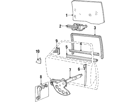 1984 Mercury Marquis Front Door - Glass & Hardware Diagram 1 - Thumbnail