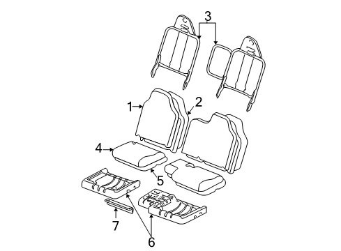 2000 Ford Ranger Seat Cushion Cover Assembly Diagram for YL5Z-1362901-AAB