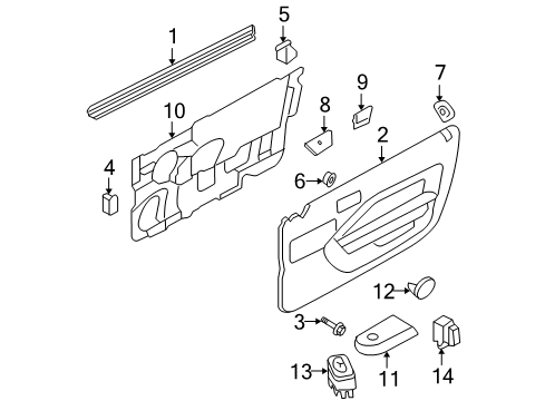 2005 Ford Mustang Panel Assembly - Door Trim Diagram for 5R3Z-6323943-DA