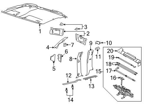 2007 Lincoln Mark LT Sun Visor Assembly Diagram for 5L3Z-1804105-AAB