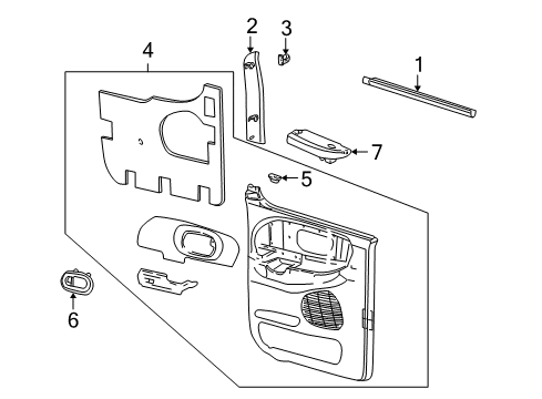 2002 Lincoln Blackwood Interior Trim - Rear Door Diagram