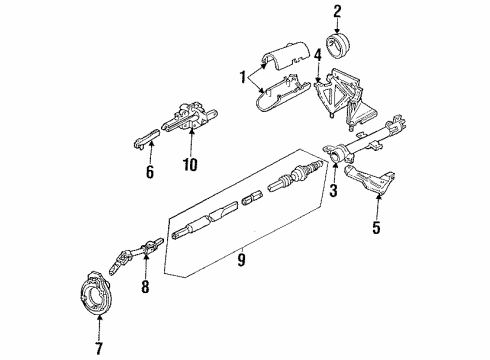 1994 Mercury Topaz Steering Shaft & Internal Components, Shroud, Switches & Levers Diagram