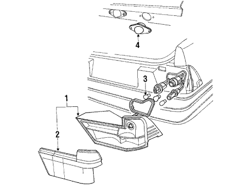 1990 Ford Escort Rear Combination Lamps, License Lamps Diagram