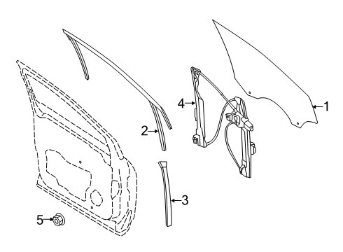 2014 Ford Escape Front Door - Glass & Hardware Diagram