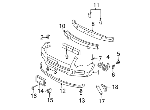 2010 Ford Explorer Front Bumper Diagram 1 - Thumbnail