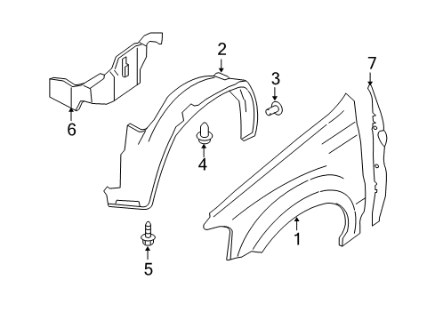 2010 Mercury Mariner Fender Assembly - Front Diagram for AE6Z-16005-A